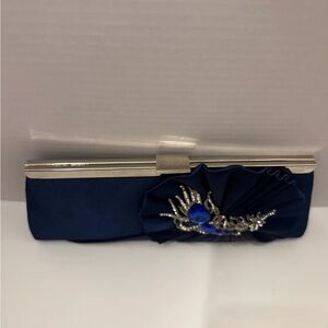 Elegant Blue Clutch with Silver Accents